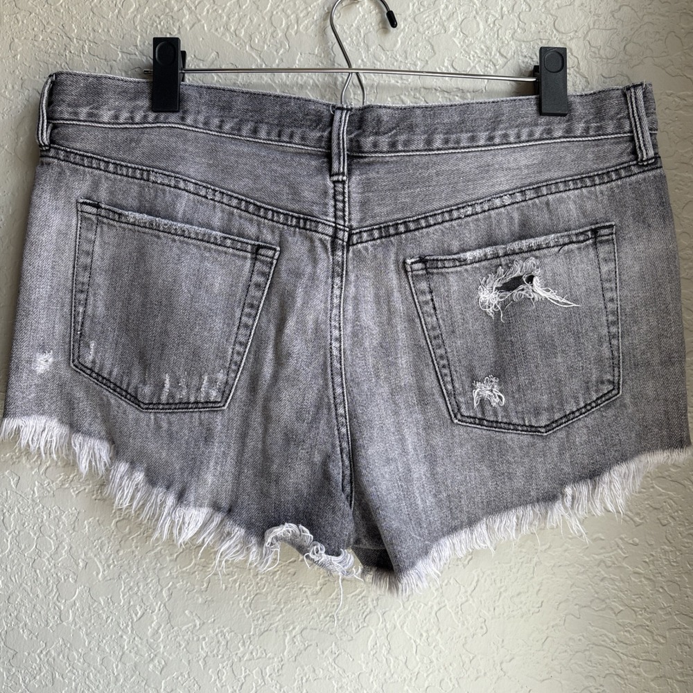 We The Free Free People Womens 31 Shorts Denim Grey Distressed Frayed Hem High - Picture 3 of 8